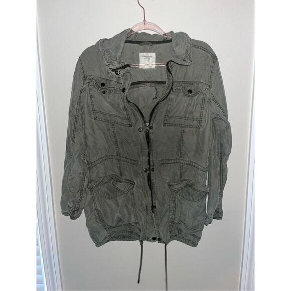 Abercrombie & Fitch Hooded Military Style Long Utility Jacket Army Green Size XS - Picture 1 of 3